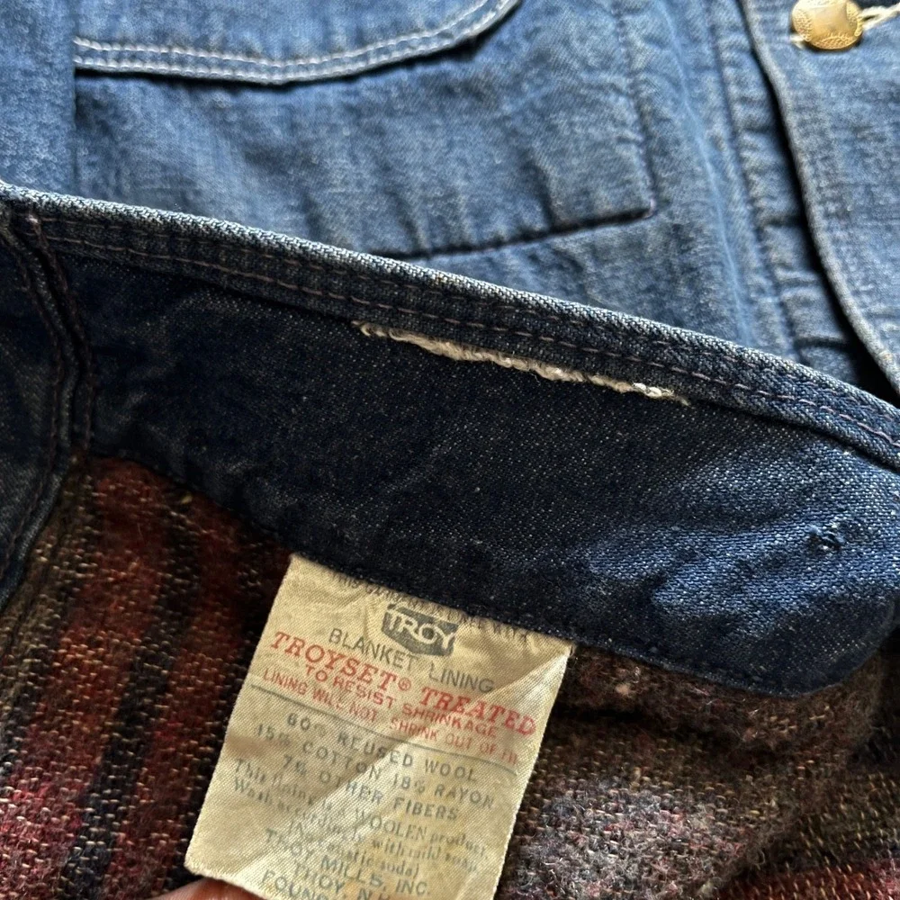 VTG 50s 60s Large Sears Work‎ Wear Denim Chore Coat Blanket Lined Blue Jacket
